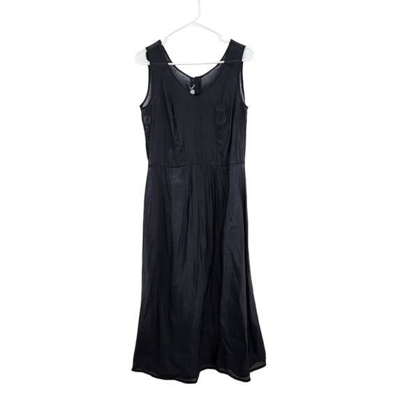 Din Vintage Women's Sheer Sleeveless V-neck A-line Midi Lightweight Dress - 4 - Picture 1 of 10